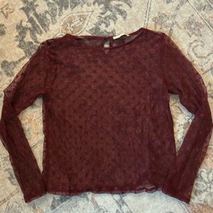 Chic Maroon Sheer Women's Blouse
